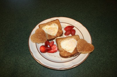 Valentine's day toad in the hole