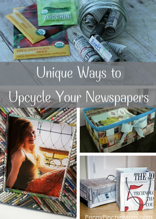 Instead of tossing them into the trash or recycling bin, why not upcycle your newspaper into something new! We've got some really fun ideas (I love the gift bags myself)!
