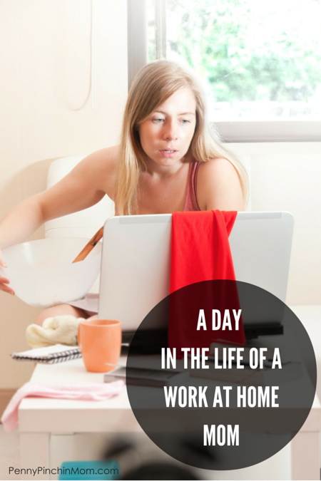 Whether you work from home or not you are working mom. End of story. One does not work harder than the other.  I wanted to share a glimpse into a typical day of the work at home mom -- just for fun!