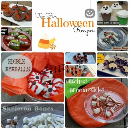 Round up of 10 fun Kids' Halloween Recipes! Lots of fun ideas for parties!!!