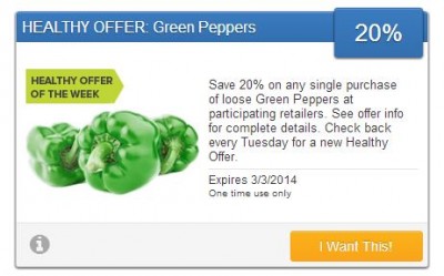 Save 20% off of Green Peppers |www.pennypinchinmom.com