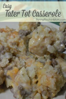 Looking for a comfort food?  Then this tater tot casserole is the dish for you!!