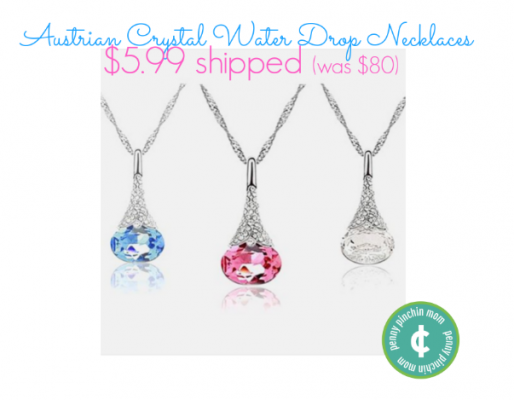 Austrian Crystal Water Drop Pendant Chain Necklace $5.99 SHIPPED (Reg. $90)