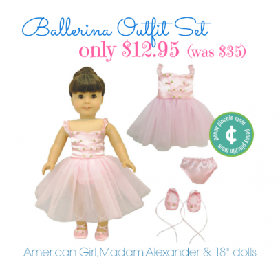 Ballerina Outfit Set for American Girl, Madame Alexander and other 18 inches Dolls $12.95 (Reg. $35)! 