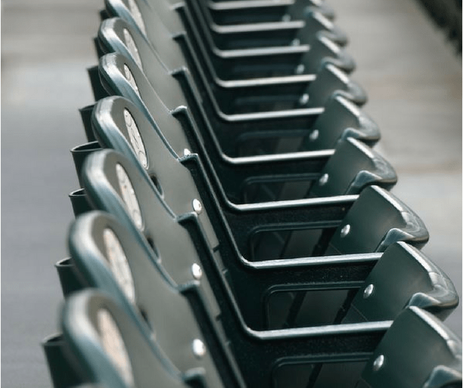 row of seats at the ballpark