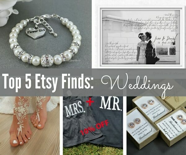 Wedding season is just around the corner! If you or someone you know is getting married, you may want to share this with them! Here are our Five Favorite Finds on Etsy | Weddings!