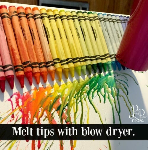 melted crayon canvas blow dryer