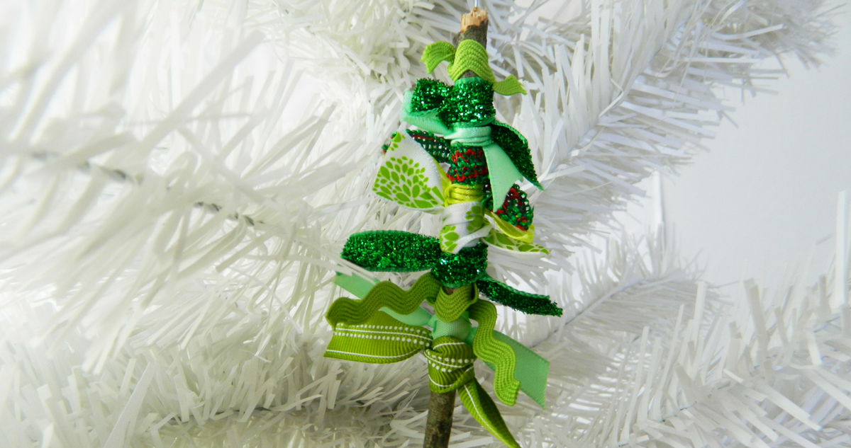 DIY Ribbon Scrap Christmas Tree Ornament Craft Idea