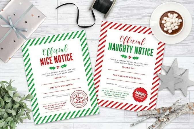 Printable Good and Naughty Notices